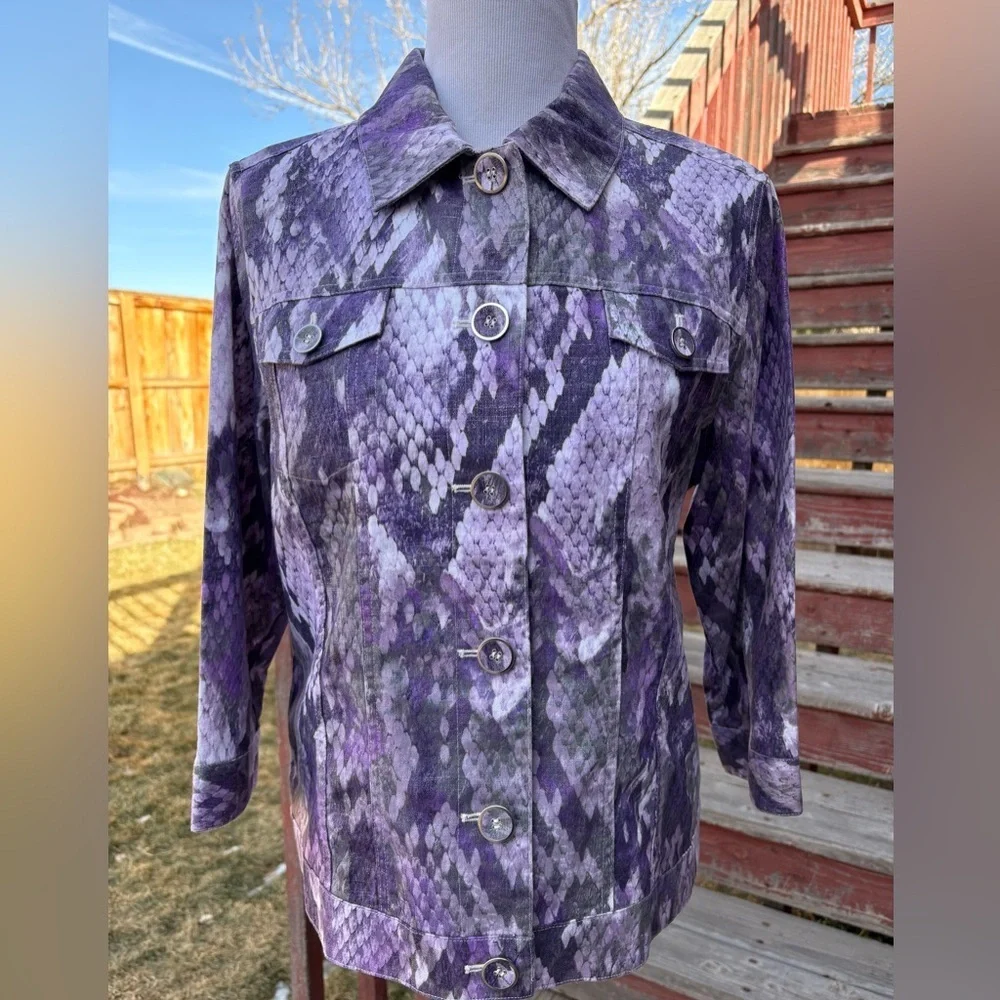 Chico's Purple Snakeskin Print Jacket